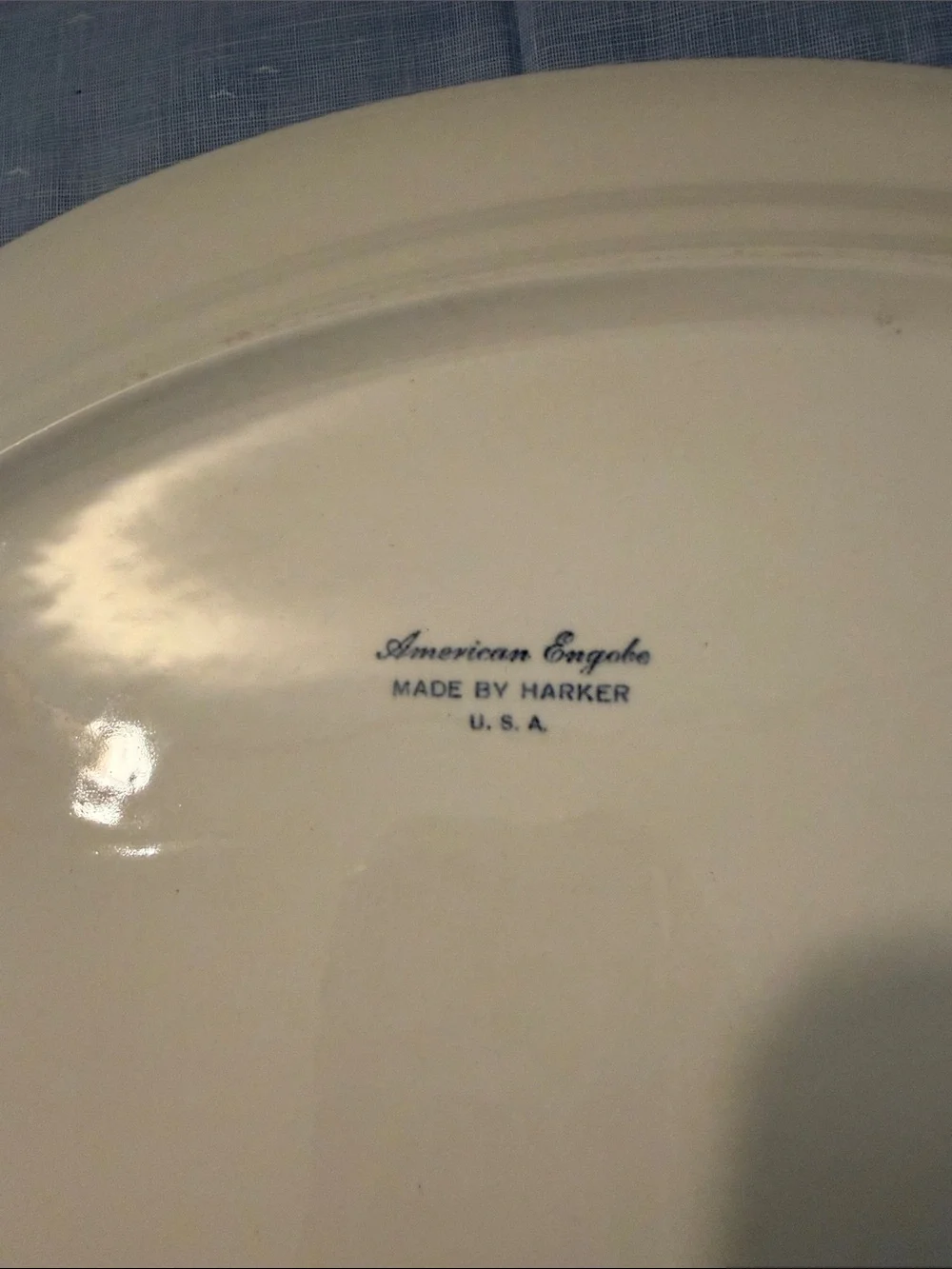 Pastel blue Oval Ceramic Serving Platter - Brand Unspecified